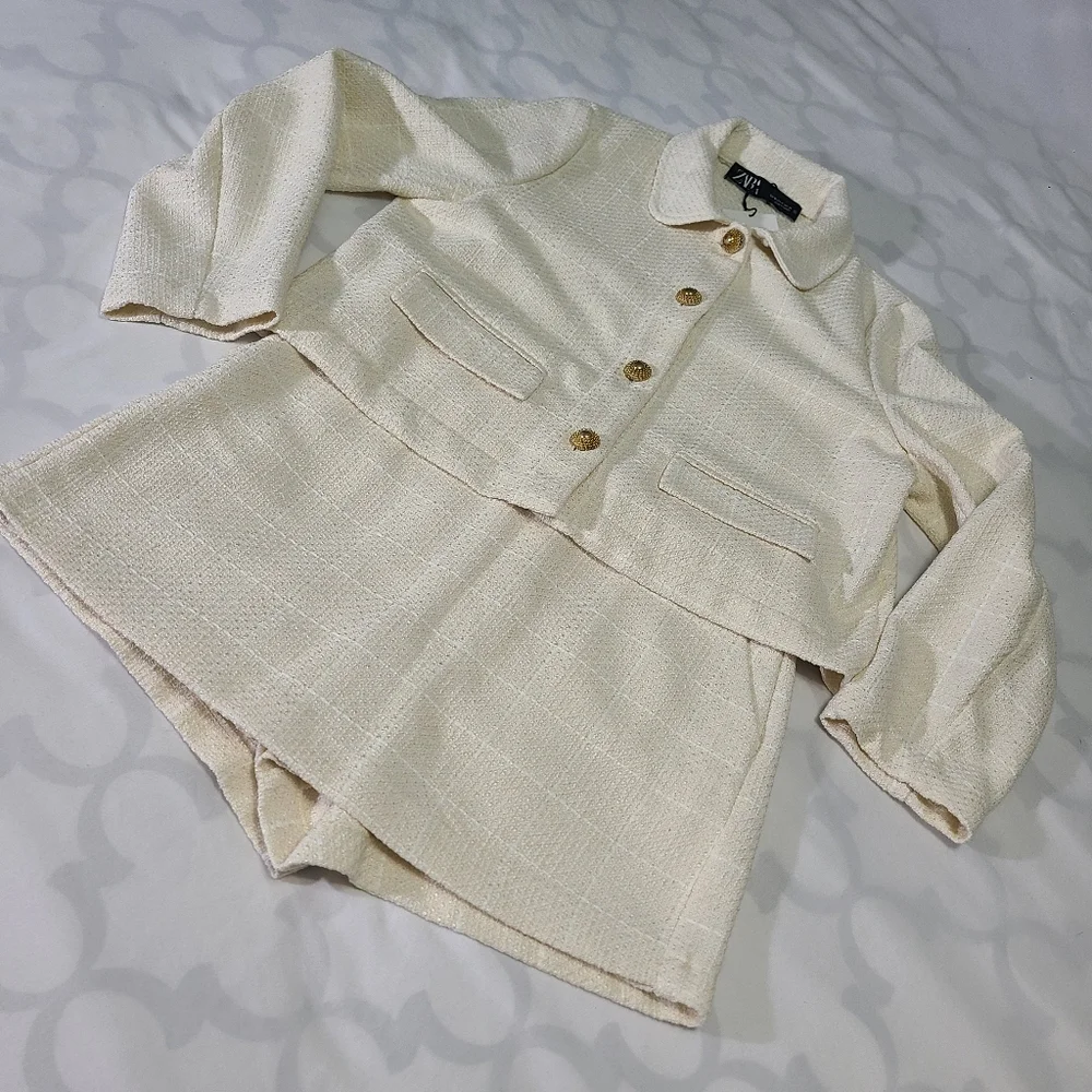 Zara 2‎ Piece Matching Set Textured Jacket and Skort NWT Size Med